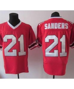 1992 Mitchell And Ness Atlanta Falcons #21 Deion Sanders Red Throwback Stitched NFL Jersey Men's