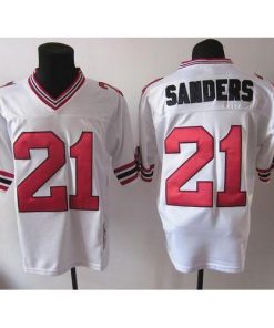 1992 Mitchell And Ness Atlanta Falcons #21 Deion Sanders White Throwback Stitched NFL Jersey Men's