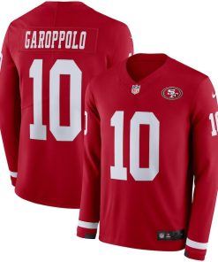 Men's 49ers #10 Jimmy Garoppolo Red Team Color Men's Stitched NFL Limited Therma Long Sleeve Jersey