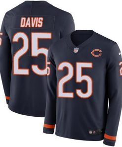 Men's Chicago Bears #25 Mike Davis Navy Blue Team Color Men's Stitched NFL Limited Therma Long Sleeve Jersey Men's