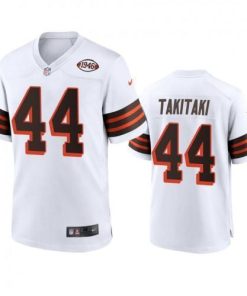 Men's Cleveland Browns #44 Sione Takitaki Nike 1946 Collection Alternate Game Limited NFL Jersey - White Men's