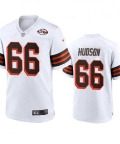 Men's Cleveland Browns #66 James Hudson Nike 1946 Collection Alternate Game Limited NFL Jersey - White Men's