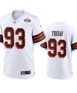 Men's Cleveland Browns #93 Tommy Togiai Nike 1946 Collection Alternate Game Limited NFL Jersey - White Men's