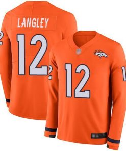 Men's Denver Broncos #12 Brendan Langley Orange Team Color Men's Stitched NFL Limited Therma Long Sleeve Jersey Men's