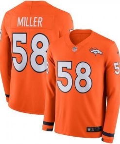 Men's Denver Broncos #58 Von Miller Orange Team Color Men's Stitched NFL Limited Therma Long Sleeve Jersey Men's