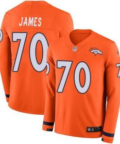 Men's Denver Broncos #70 Ja'Wuan James Orange Team Color Men's Stitched NFL Limited Therma Long Sleeve Jersey Men's