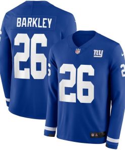 Men's Giants #26 Saquon Barkley Royal Blue Team Color Men's Stitched NFL Limited Therma Long Sleeve Jersey
