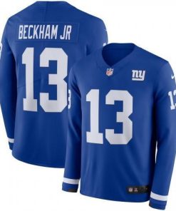 Men's New York Giants #13 Odell Beckham Jr Royal Blue Team Color Men's Stitched NFL Limited Therma Long Sleeve Jersey Men's