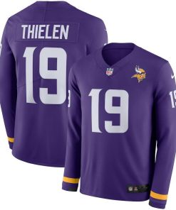 Men's Vikings #19 Adam Thielen Purple Team Color Men's Stitched NFL Limited Therma Long Sleeve Jersey