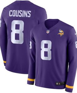 Men's Vikings #8 Kirk Cousins Purple Team Color Men's Stitched NFL Limited Therma Long Sleeve Jersey