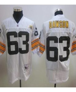 60TH Mitchell And Ness Pittsburgh Steelers #63 Dermontti Dawson White Stitched NFL Jersey Men's