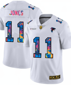 Atlanta Atlanta Falcons #11 Julio Jones Men's White Nike Multi-Color 2020 NFL Crucial Catch Limited NFL Jersey Men's