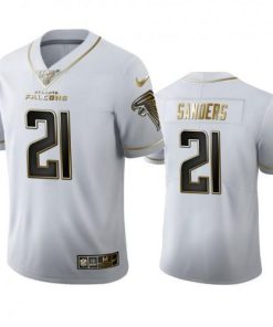 Atlanta Atlanta Falcons #21 Deion Sanders Men's Nike White Golden Edition Vapor Limited NFL 100 Jersey Men's