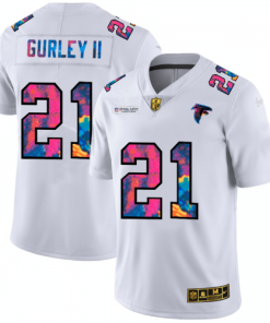 Atlanta Atlanta Falcons #21 Todd Gurley II Men's White Nike Multi-Color 2020 NFL Crucial Catch Limited NFL Jersey Men's