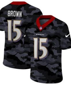 Baltimore Baltimore Ravens #15 Marquise Brown Men's Nike 2020 Black CAMO Vapor Untouchable Limited Stitched NFL Jersey Men's