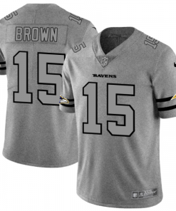 Baltimore Baltimore Ravens #15 Marquise Brown Men's Nike Gray Gridiron II Vapor Untouchable Limited NFL Jersey Men's