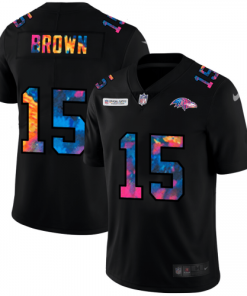 Baltimore Baltimore Ravens #15 Marquise Brown Men's Nike Multi-Color Black 2020 NFL Crucial Catch Vapor Untouchable Limited Jersey Men's