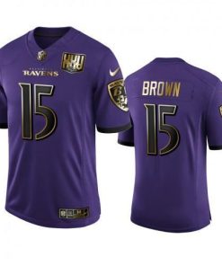 Baltimore Baltimore Ravens #15 Marquise Brown Men's Nike Purple Team 25th Season Golden Limited NFL Jersey Men's