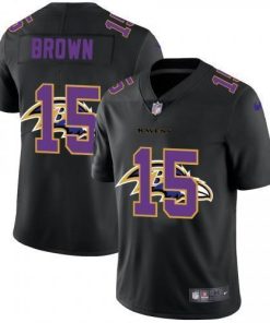 Baltimore Baltimore Ravens #15 Marquise Brown Men's Nike Team Logo Dual Overlap Limited NFL Jersey Black Men's