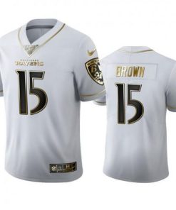 Baltimore Baltimore Ravens #15 Marquise Brown Men's Nike White Golden Edition Vapor Limited NFL 100 Jersey Men's