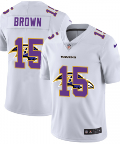Baltimore Baltimore Ravens #15 Marquise Brown White Men's Nike Team Logo Dual Overlap Limited NFL Jersey Men's