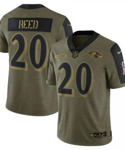 Baltimore Baltimore Ravens #20 Ed Reed Olive Nike 2021 Salute To Service Limited Player Jersey Men's
