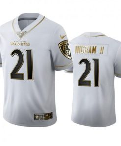 Baltimore Baltimore Ravens #21 Mark Ingram II Men's Nike White Golden Edition Vapor Limited NFL 100 Jersey Men's