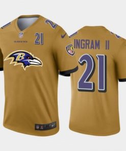 Baltimore Baltimore Ravens #21 Mark Ingram II Gold Men's Nike Big Team Logo Player Vapor Limited NFL Jersey Men's
