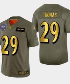 Baltimore Baltimore Ravens #29 Earl Thomas III Men's Nike Olive Gold 2019 Salute to Service Limited NFL 100 Jersey Men's
