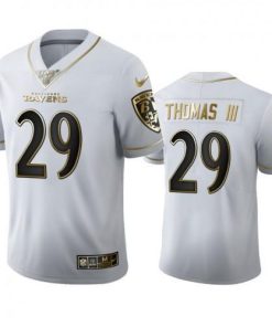 Baltimore Baltimore Ravens #29 Earl Thomas III Men's Nike White Golden Edition Vapor Limited NFL 100 Jersey Men's
