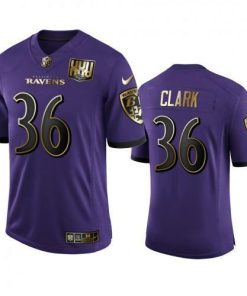 Baltimore Baltimore Ravens #36 Chuck Clark Men's Nike Purple Team 25th Season Golden Limited NFL Jersey Men's