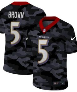 Baltimore Baltimore Ravens #5 Marquise Brown Men's Nike 2020 Black CAMO Vapor Untouchable Limited Stitched NFL Jersey Men's