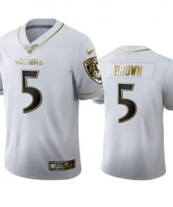 Baltimore Baltimore Ravens #5 Marquise Brown Men's Nike White Golden Edition Vapor Limited NFL 100 Jersey Men's