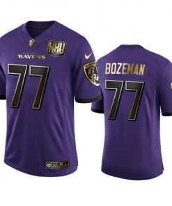 Baltimore Baltimore Ravens #77 Bradley Bozeman Men's Nike Purple Team 25th Season Golden Limited NFL Jersey Men's