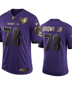 Baltimore Baltimore Ravens #78 Orlando Brown Jr. Men's Nike Purple Team 25th Season Golden Limited NFL Jersey Men's