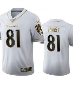 Baltimore Baltimore Ravens #81 Hayden Hurst Men's Nike White Golden Edition Vapor Limited NFL 100 Jersey Men's