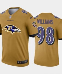 Baltimore Baltimore Ravens #98 Brandon Williams Gold Men's Nike Big Team Logo Vapor Limited NFL Jersey Men's