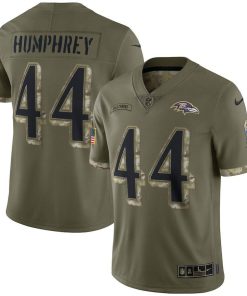 Baltimore Ravens #44 Marlon Humphrey Nike Men's 2022 Salute To Service Limited Jersey - Olive