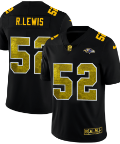 Baltimore Ravens #52 Ray Lewis Men's Black Nike Golden Sequin Vapor Limited NFL Jersey