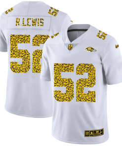 Baltimore Ravens #52 Ray Lewis Men's Nike Flocked Leopard Print Vapor Limited NFL Jersey White