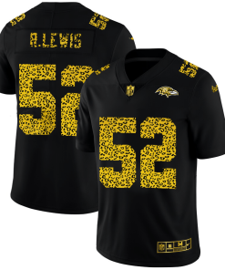 Baltimore Ravens #52 Ray Lewis Men's Nike Leopard Print Fashion Vapor Limited NFL Jersey Black