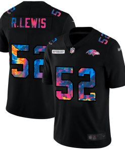 Baltimore Ravens #52 Ray Lewis Men's Nike Multi-Color Black 2020 NFL Crucial Catch Vapor Untouchable Limited Jersey
