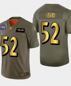 Baltimore Ravens #52 Ray Lewis Men's Nike Olive Gold 2019 Salute To Service Limited NFL 100 Jersey