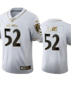 Baltimore Ravens #52 Ray Lewis Men's Nike White Golden Edition Vapor Limited NFL 100 Jersey
