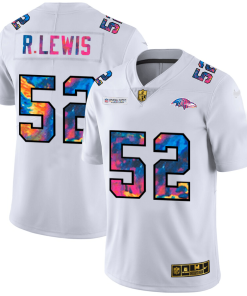 Baltimore Ravens #52 Ray Lewis Men's White Nike Multi-Color 2020 NFL Crucial Catch Limited NFL Jersey