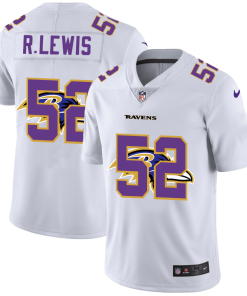 Baltimore Ravens #52 Ray Lewis White Men's Nike Team Logo Dual Overlap Limited NFL Jersey