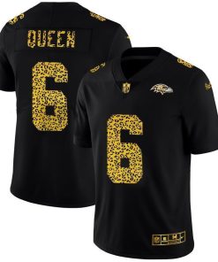 Baltimore Ravens #6 Patrick Queen Men's Nike Leopard Print Fashion Vapor Limited NFL Jersey Black