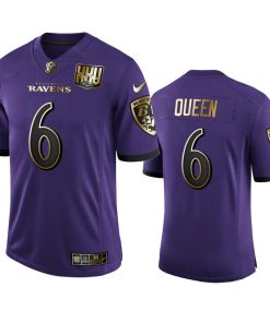 Baltimore Ravens #6 Patrick Queen Men's Nike Purple Team 25th Season Golden Limited NFL Jersey
