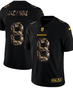 Baltimore Ravens #8 Lamar Jackson Men's Black Nike Flocked Lightning Vapor Limited NFL Jersey