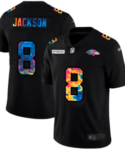 Baltimore Ravens #8 Lamar Jackson Men's Nike Multi-Color Black 2020 NFL Crucial Catch Vapor Untouchable Limited Jersey